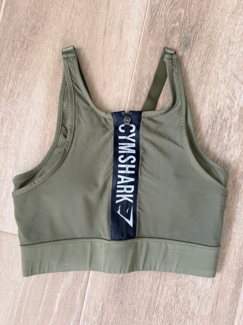 Gymshark Olive Zip-Back Performance Sports Bra